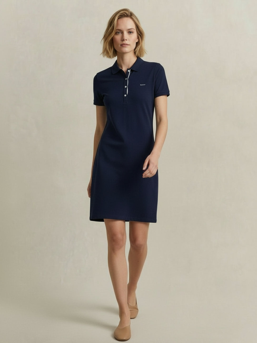 Gant Women Navy Blue Solid Stretchable Slim Fit Pique Dress
