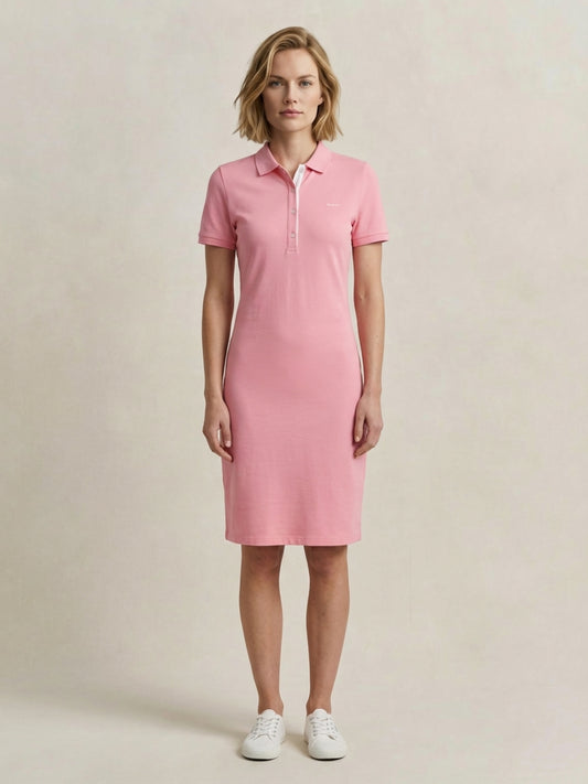 Gant Women Pink Solid Stretchable Slim Fit Pique Dress