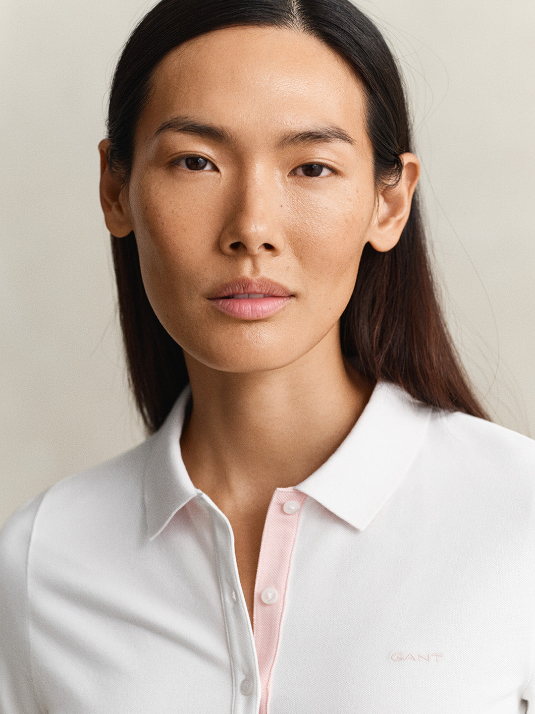 Gant Women White Solid Slim Fit Polo T-Shirt