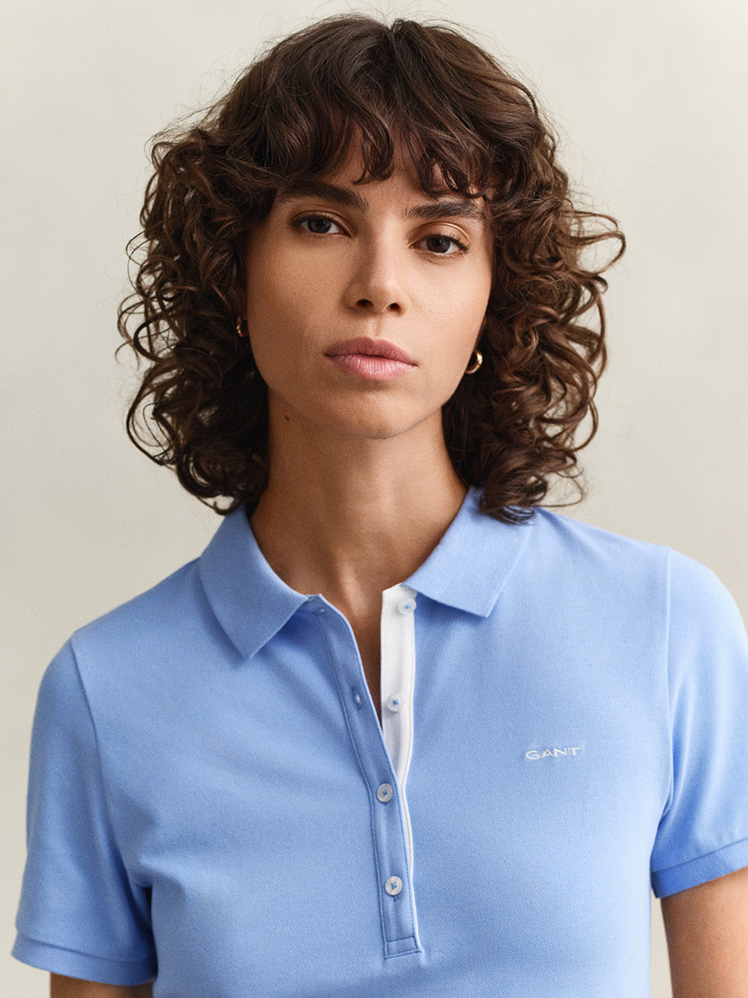 Gant Women Blue Solid Slim Fit Polo T-Shirt