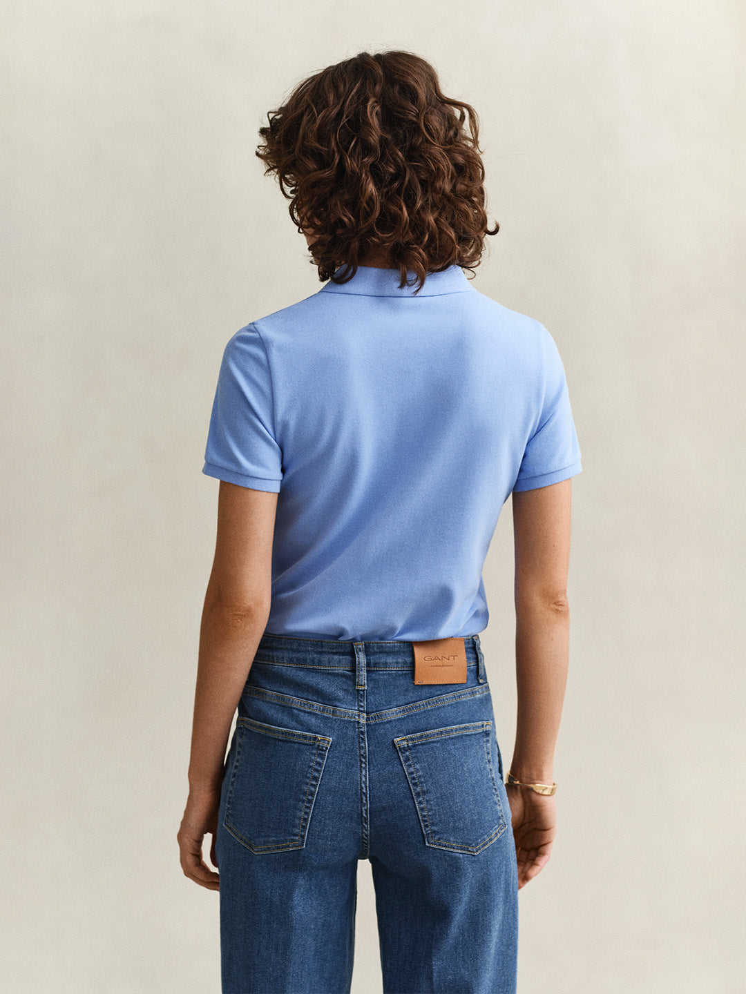 Gant Women Blue Solid Slim Fit Polo T-Shirt