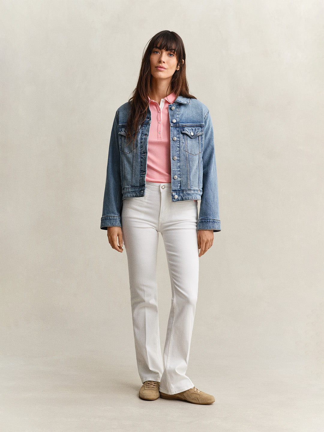 Gant Women Pink Solid Slim Fit Pique Polo T-Shirt