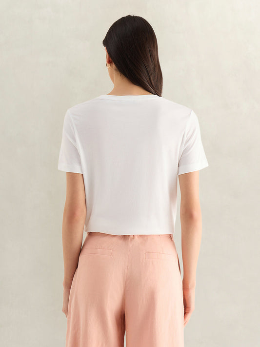 GANT Womens White Round Neck T-Shirt