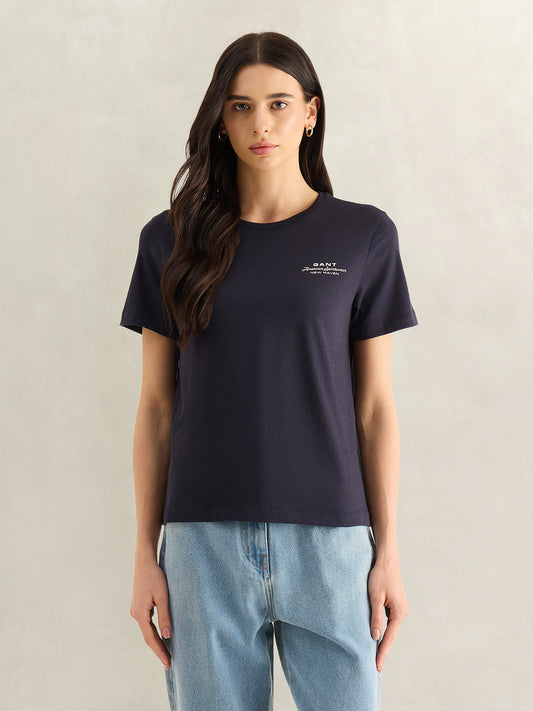 GANT Womens Navy Blue Round Neck T-Shirt