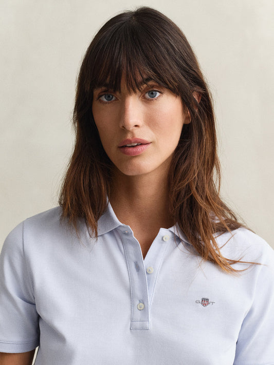 GANT Women Blue Regular Fit Pique Polo T-Shirt