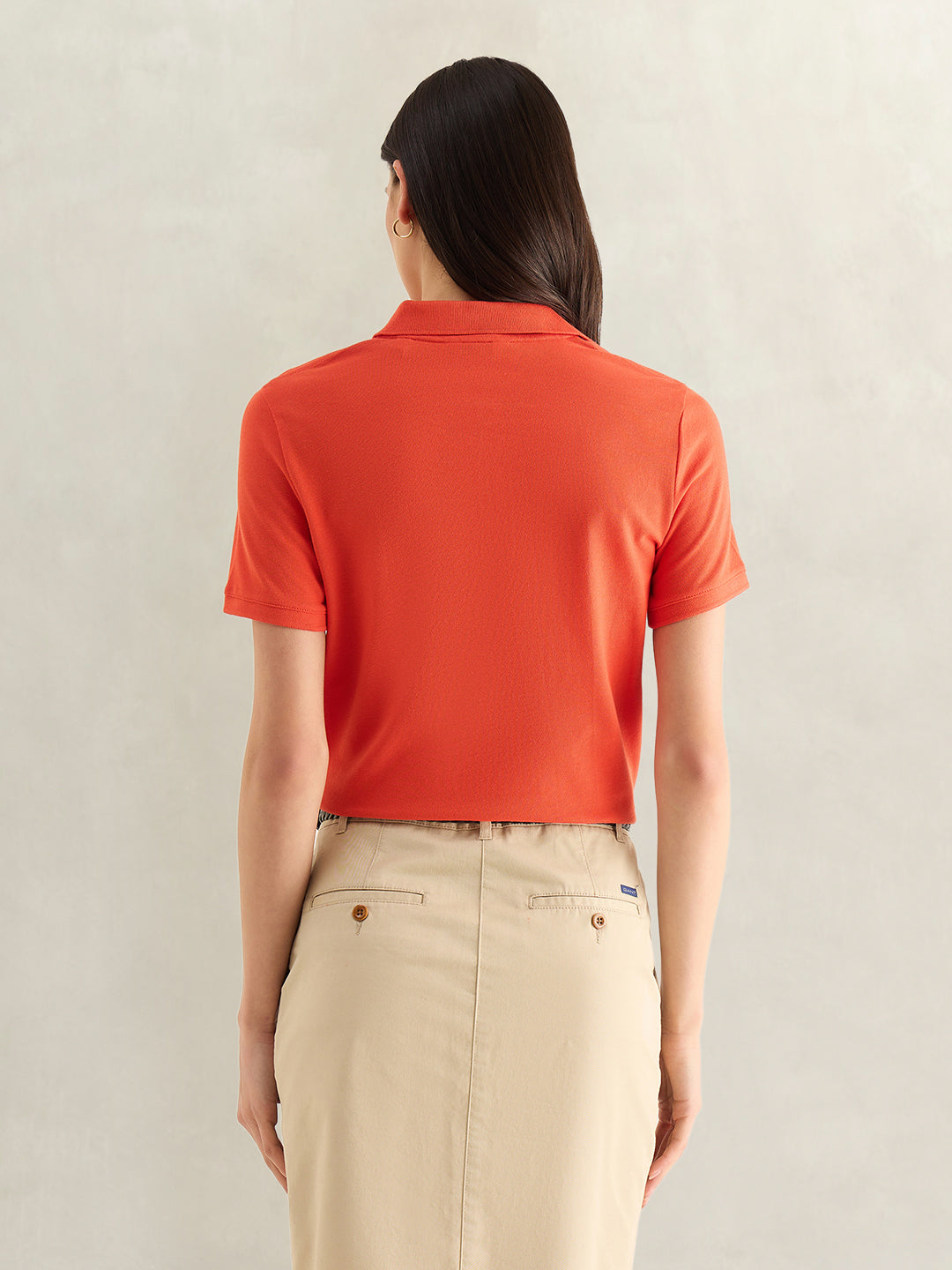 Gant Women Orange Solid Regular Fit Polo T-Shirt