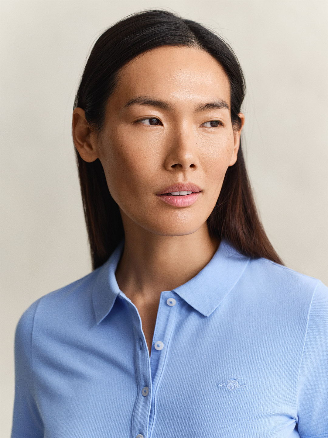 Gant Women Blue Solid Slim Fit Polo T-Shirt