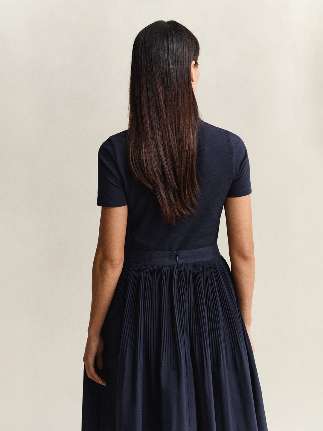 Gant Women Navy Blue Solid Slim Fit Polo T-Shirt