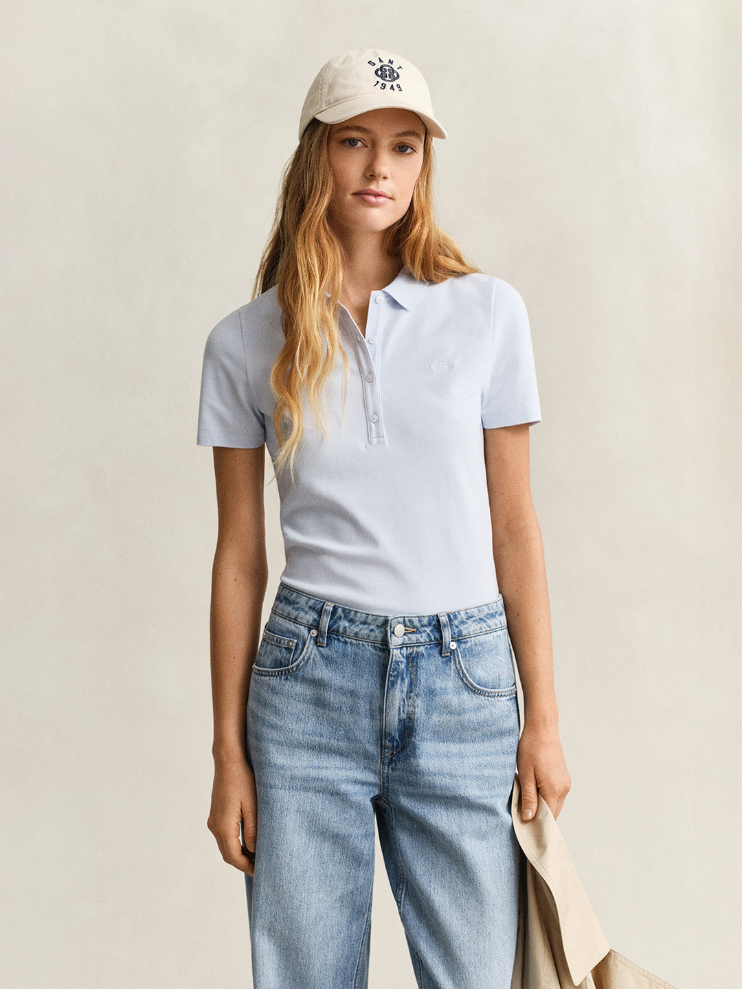Gant Women Blue Solid Slim Fit Polo T-Shirt