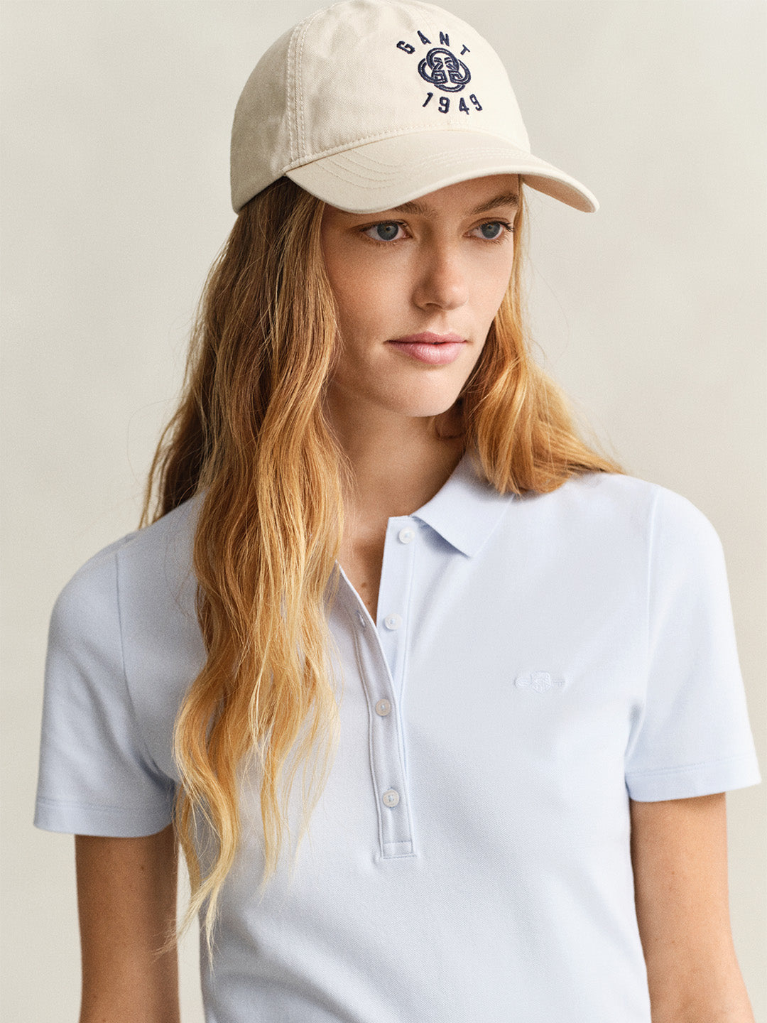Gant Women Blue Solid Slim Fit Polo T-Shirt