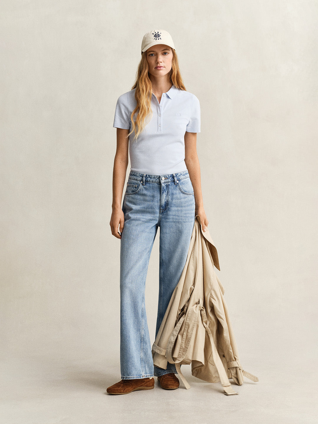 Gant Women Blue Solid Slim Fit Polo T-Shirt