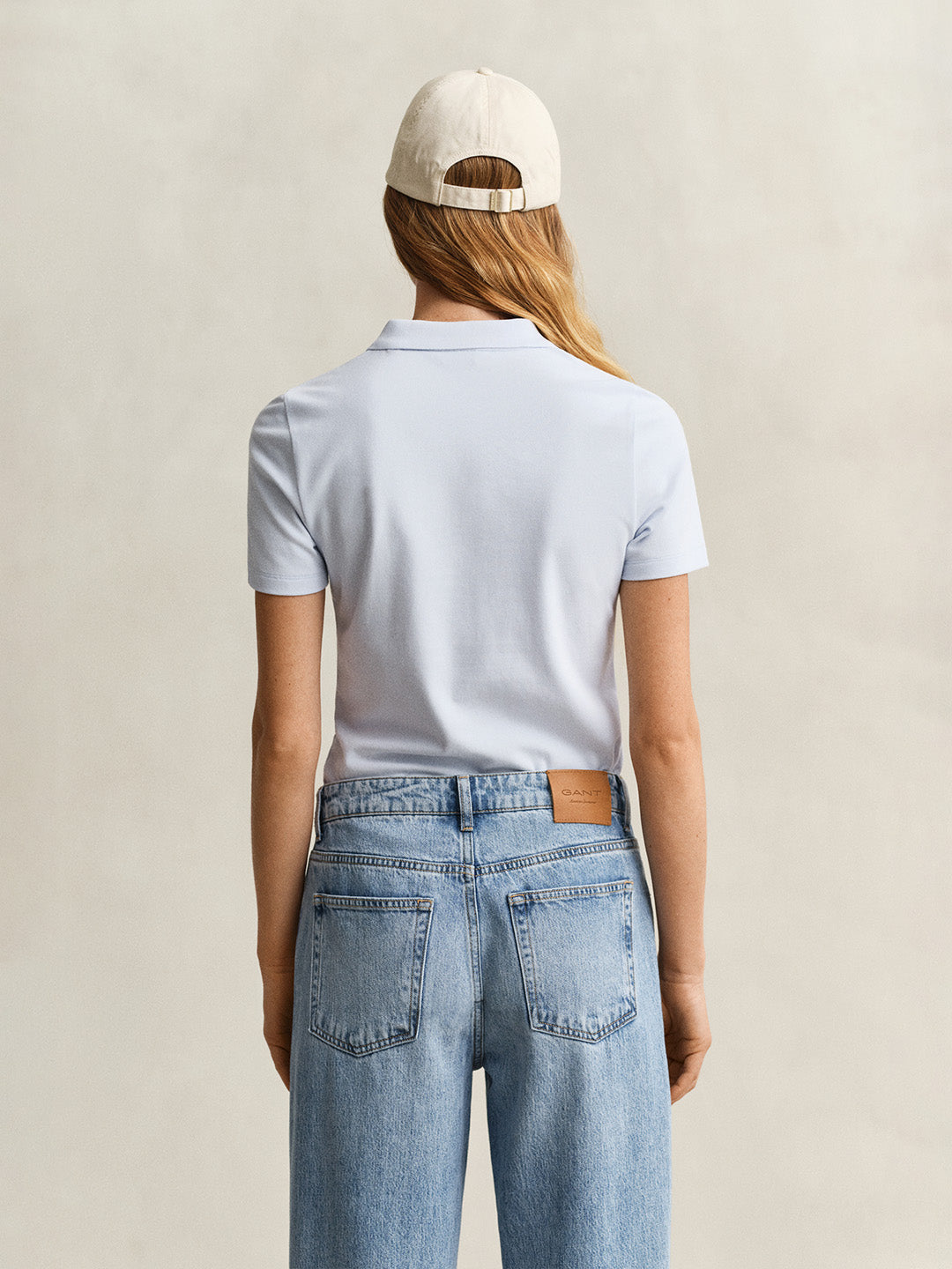 Gant Women Blue Solid Slim Fit Polo T-Shirt