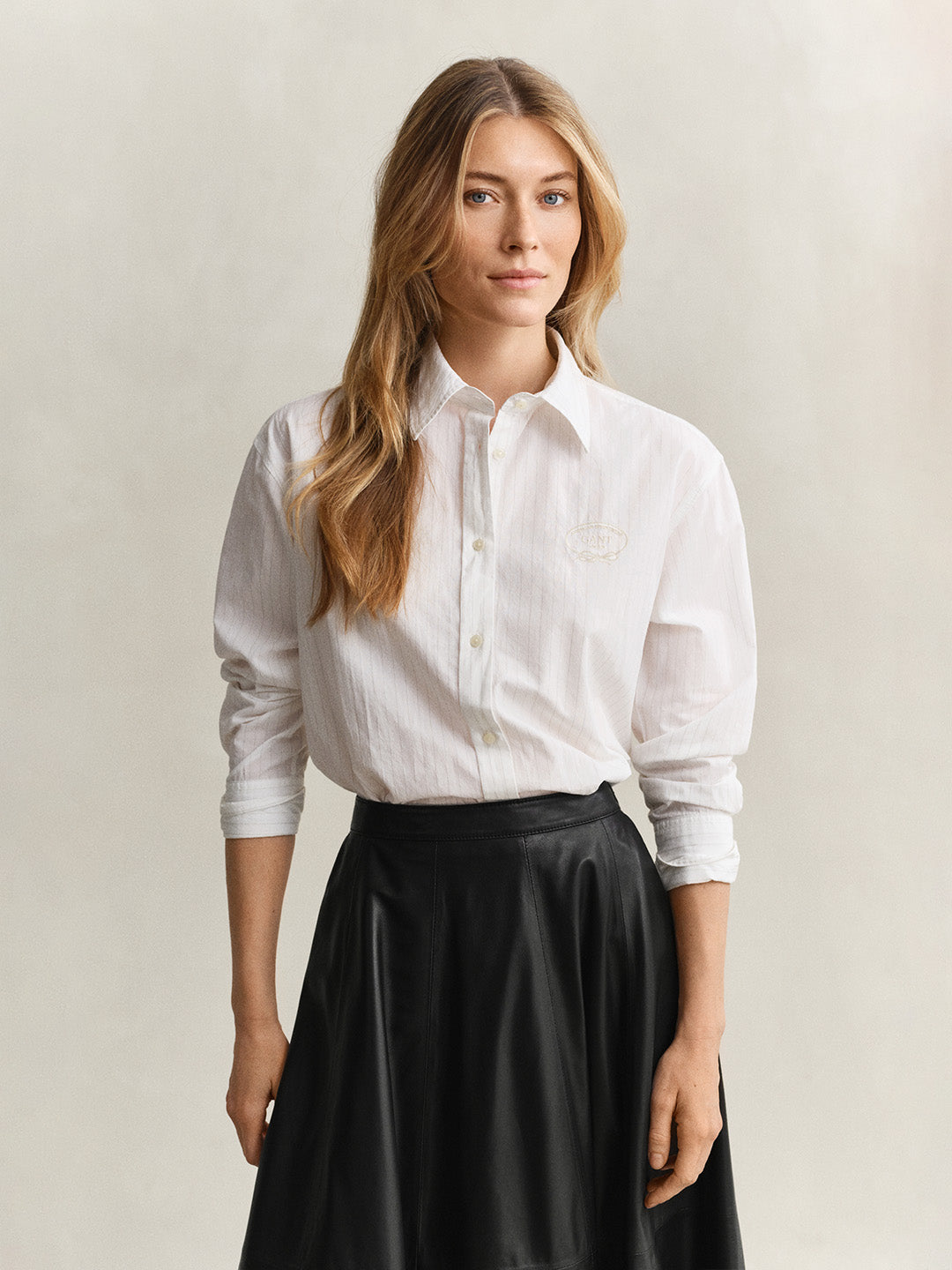 Gant Women White Cotton Striped Shirt