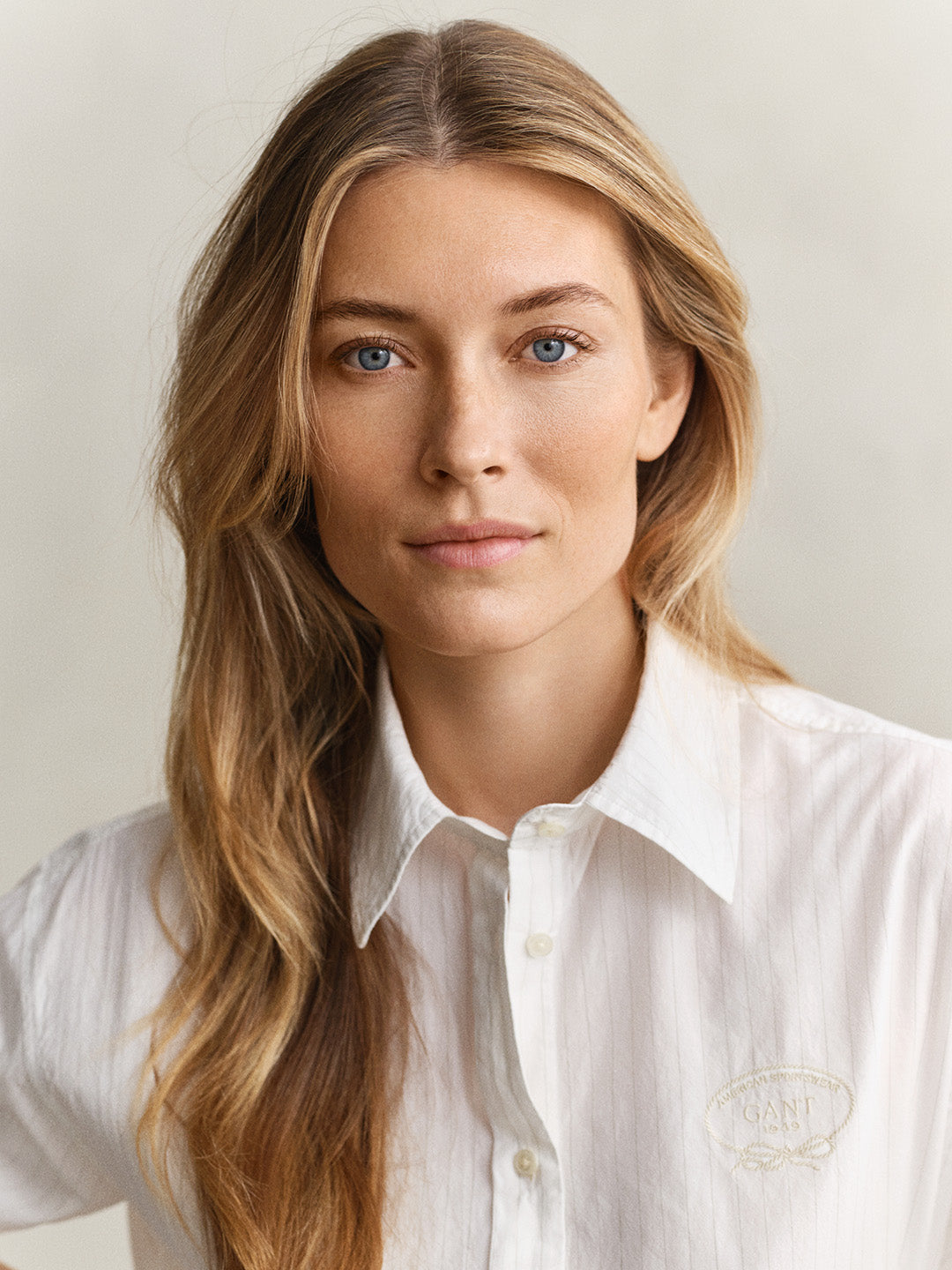 Gant Women White Cotton Striped Shirt