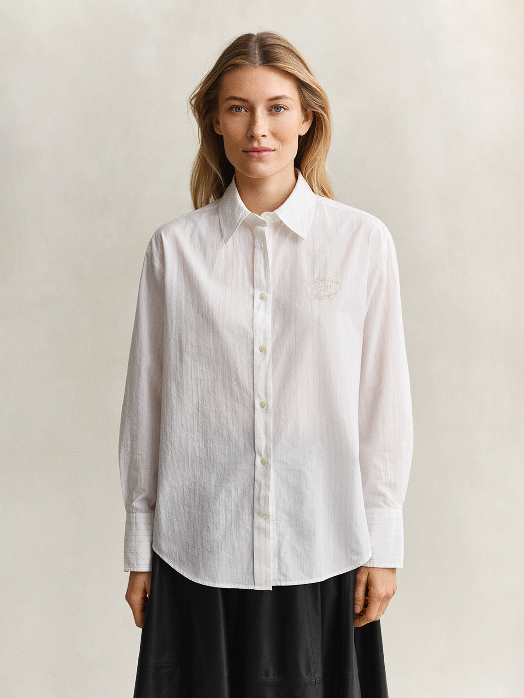 Gant Women White Cotton Striped Shirt