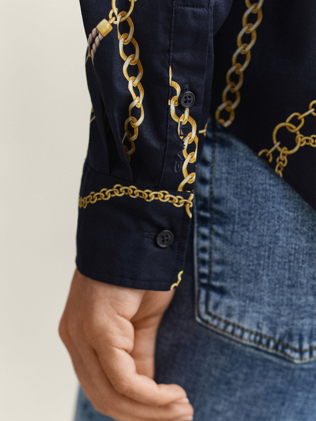 Gant Women Navy Blue Printed Voile Shirt