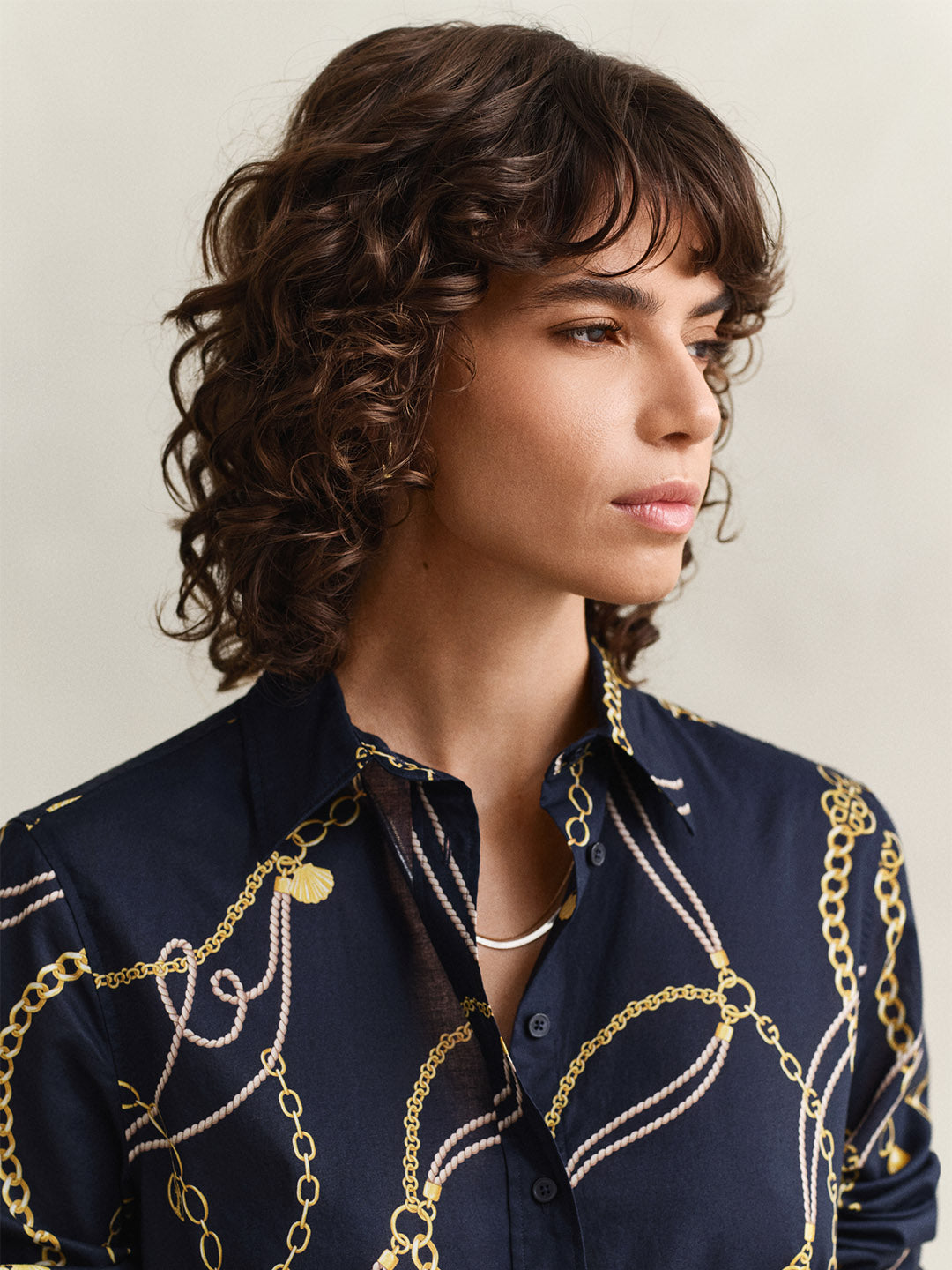 Gant Women Navy Blue Printed Voile Shirt