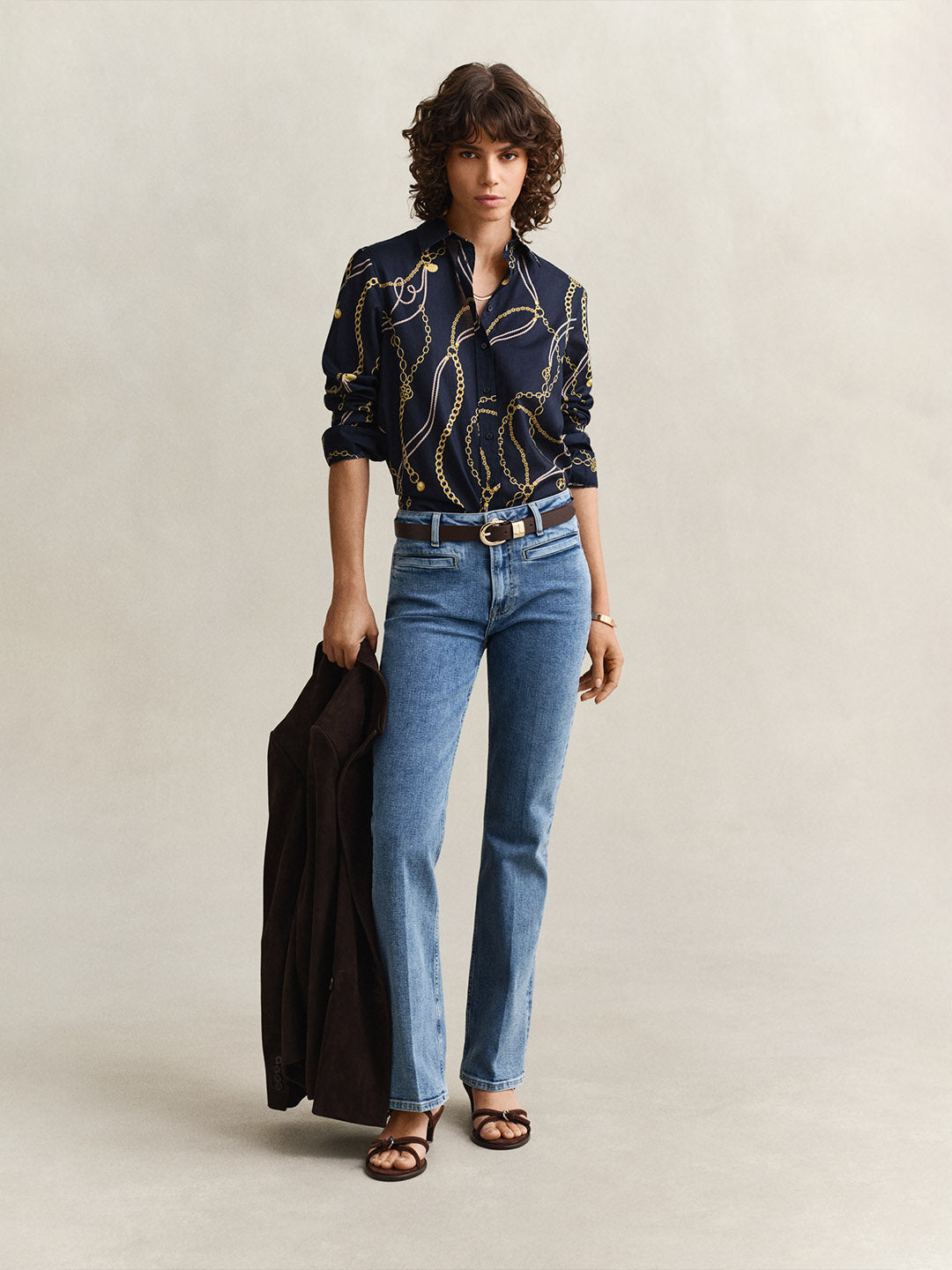 Gant Women Navy Blue Printed Voile Shirt