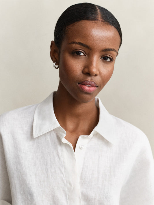 GANT Women White Relaxed Pure Linen Shirt