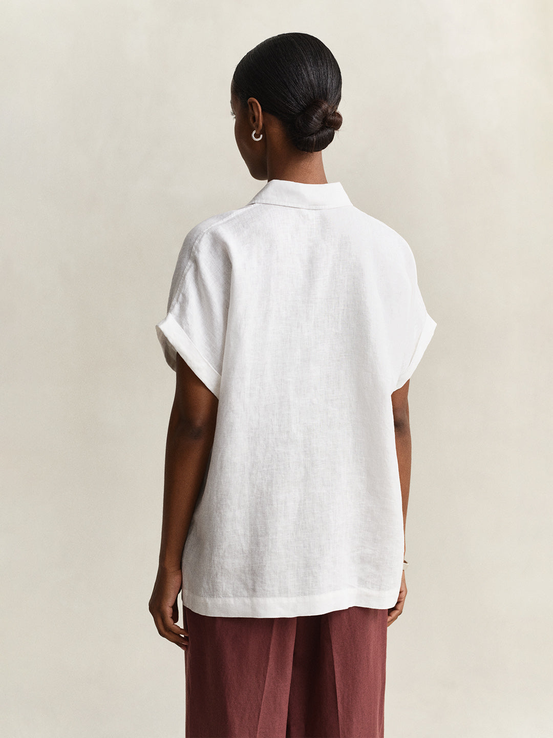 GANT Women White Relaxed Pure Linen Shirt