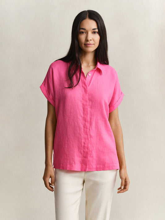 GANT Women Pink Relaxed Pure Linen Shirt