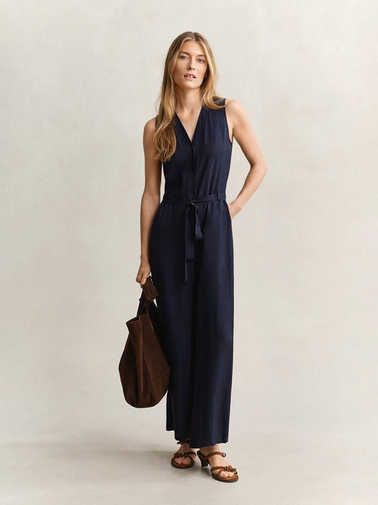 GANT Women Navy Blue Regular Fit Maxi Jumpsuit