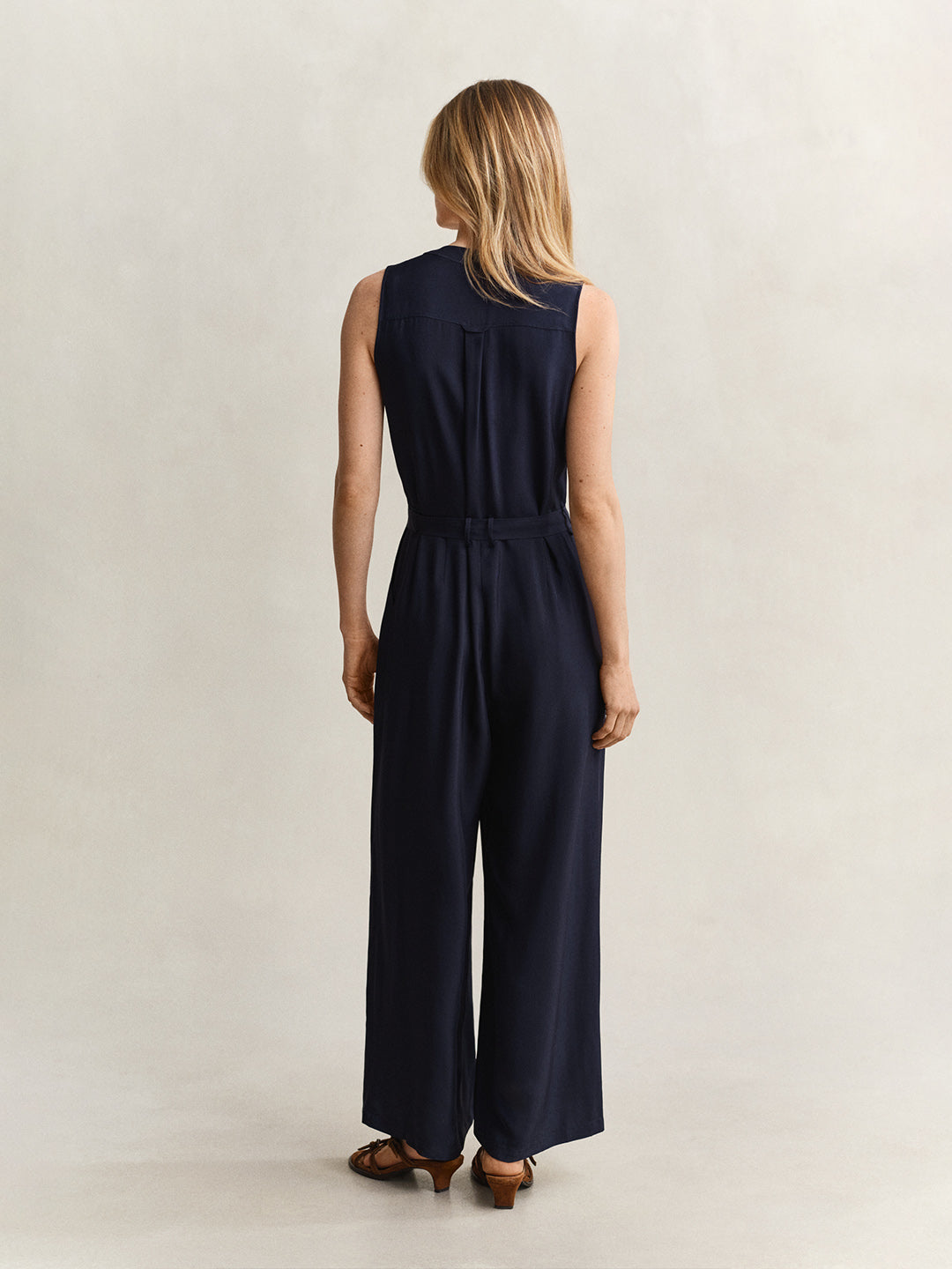 GANT Women Navy Blue Regular Fit Maxi Jumpsuit