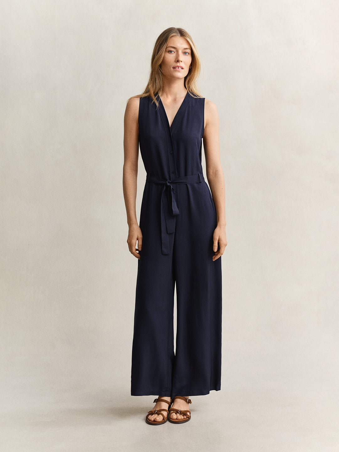 GANT Women Navy Blue Regular Fit Maxi Jumpsuit