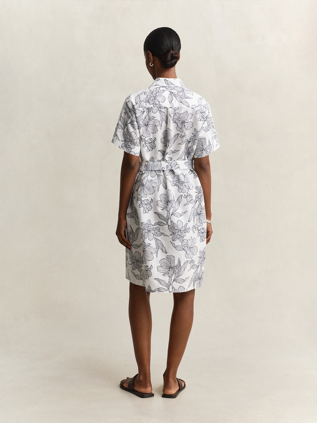 GANT Women White Floral Linen Blend Mini Dress