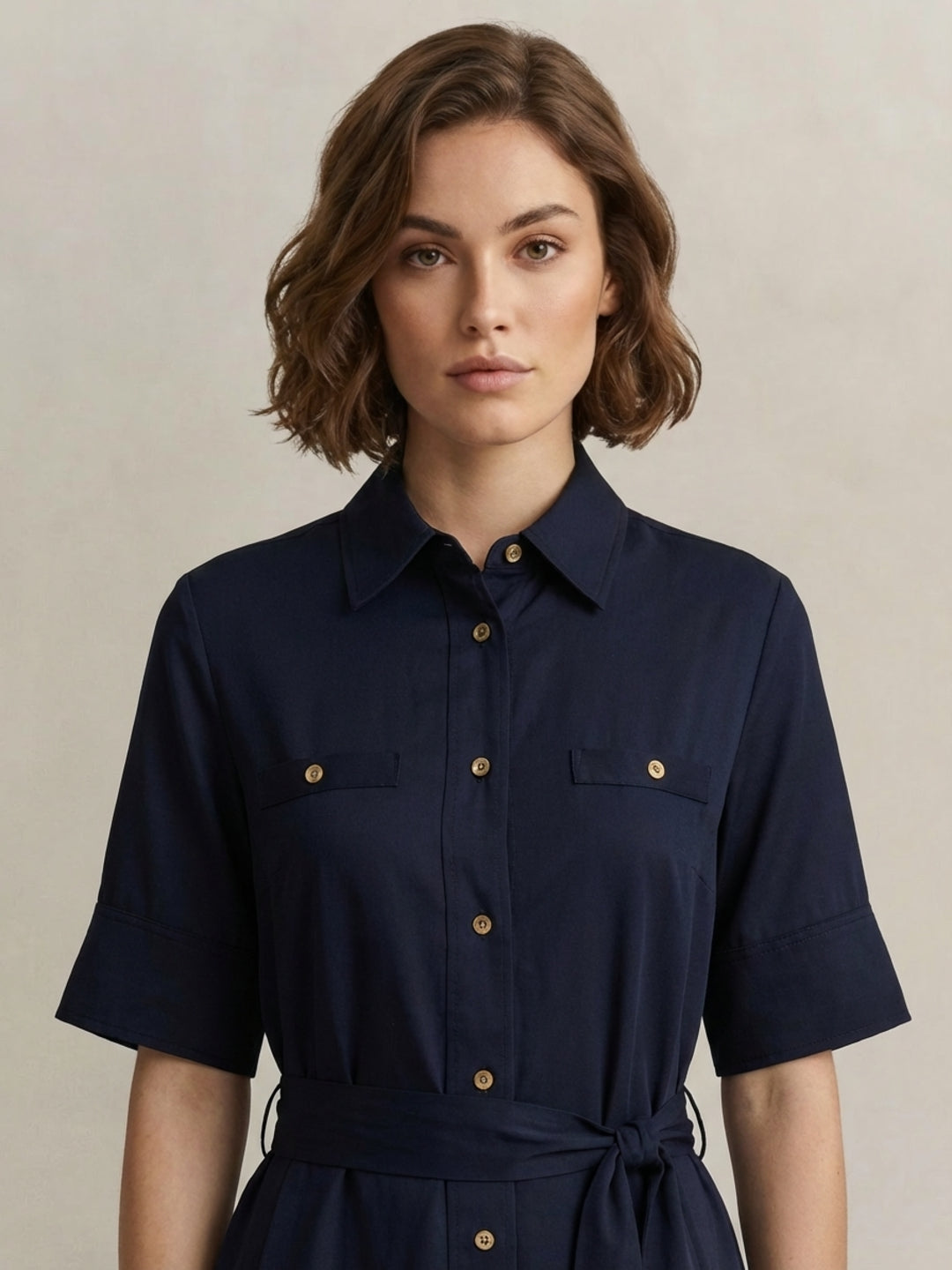 Gant Women Navy Blue Solid Regular Fit Dress