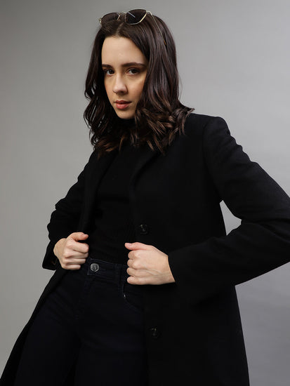 Gant Women Solid Notched Lapel Full Sleeves Overcoat