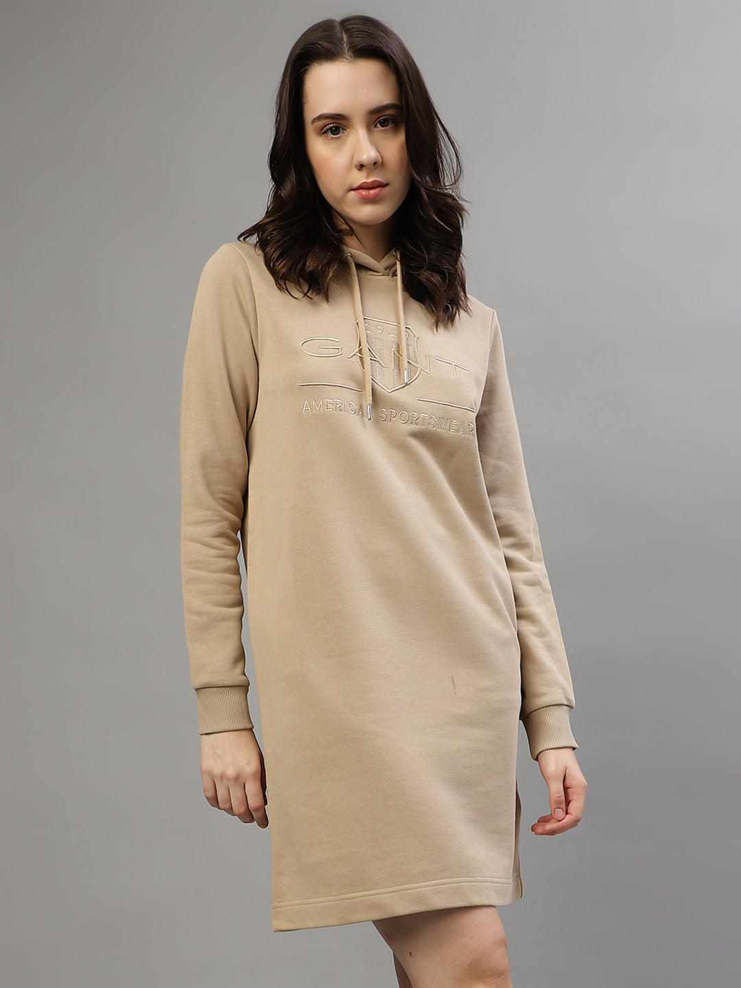 Gant Women Embroidered Hooded Full Sleeves Winter Dress