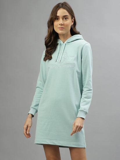 Gant Women Solid Hooded Full Sleeves Dress