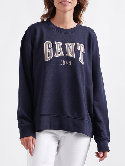 Gant Women Solid Full Sleeves Round Neck Sweatshirt