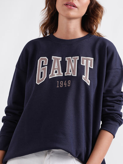 Gant Women Solid Full Sleeves Round Neck Sweatshirt