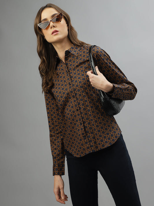 Gant Brown Fashion Printed Regular Fit Shirt