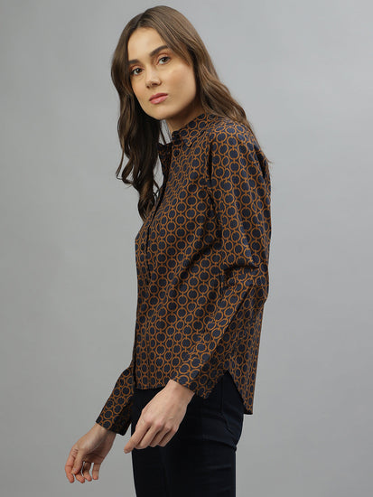 Gant Brown Fashion Printed Regular Fit Shirt