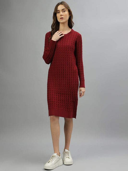 Gant Women Solid Round Neck Full Sleeves Dress