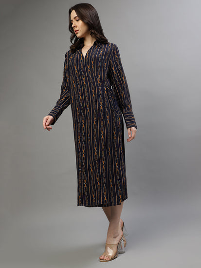 Gant Women Printed Collar Neck Full Sleeves Dress