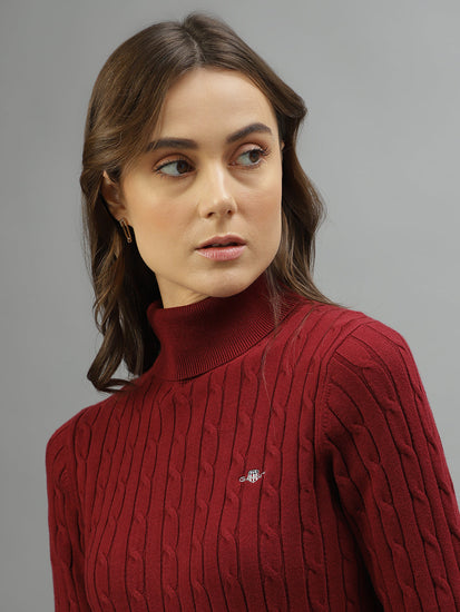 Gant Women Solid Turtle Neck Full Sleeves Sweater