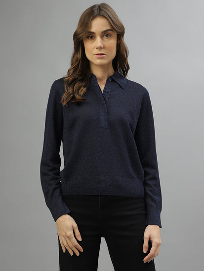 Gant Women Solid Polo Full Sleeves Sweater