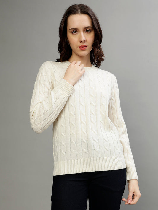 Gant Women Solid Round Neck Full Sleeves Sweater