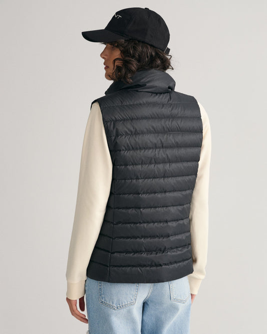 Gant Women Black Solid Stand Collar Sleeveless Puffer Jacket