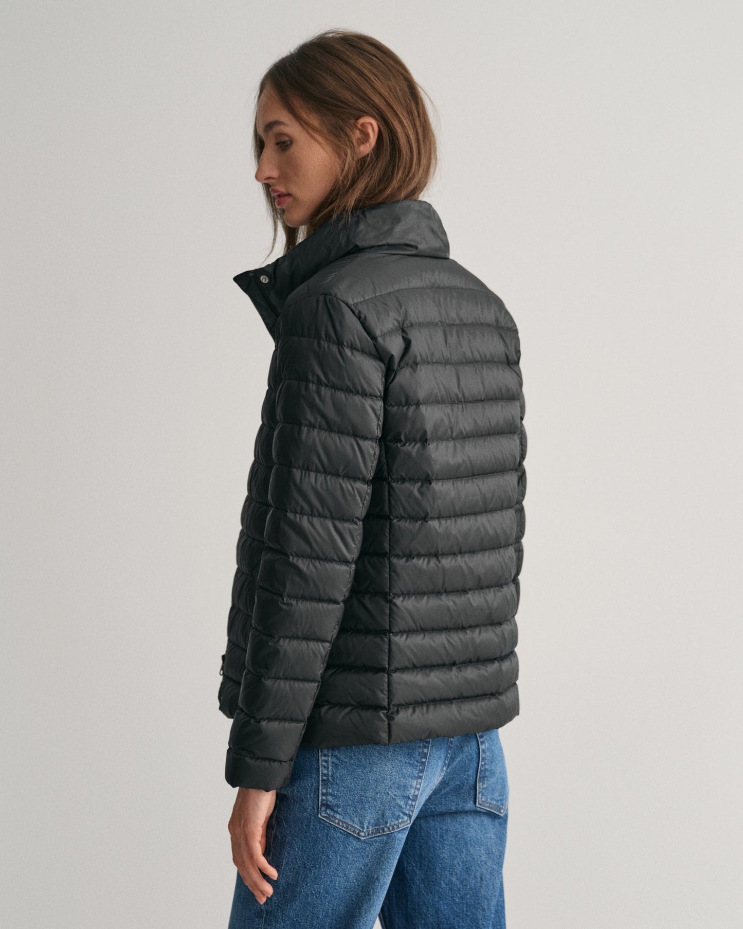 Gant Women Black Solid Stand Collar Full Sleeves Puffer Jacket