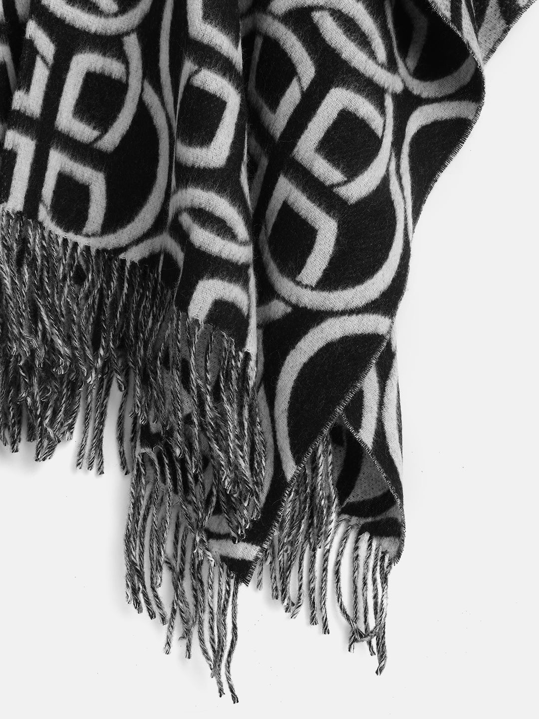 Gant Women Black Printed Fringed Scarf