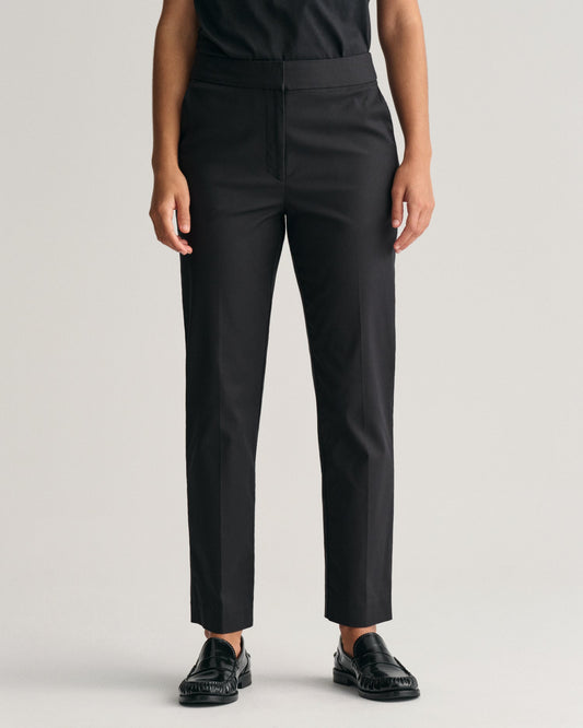 Gant Women Black Solid Mid-Rise Slim Fit Corduroy Trouser