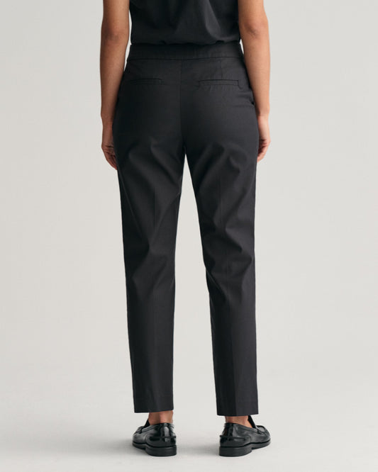 Gant Women Black Solid Mid-Rise Slim Fit Corduroy Trouser