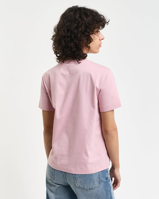 Gant Women Pink Solid Round Neck Short Sleeves T-Shirt