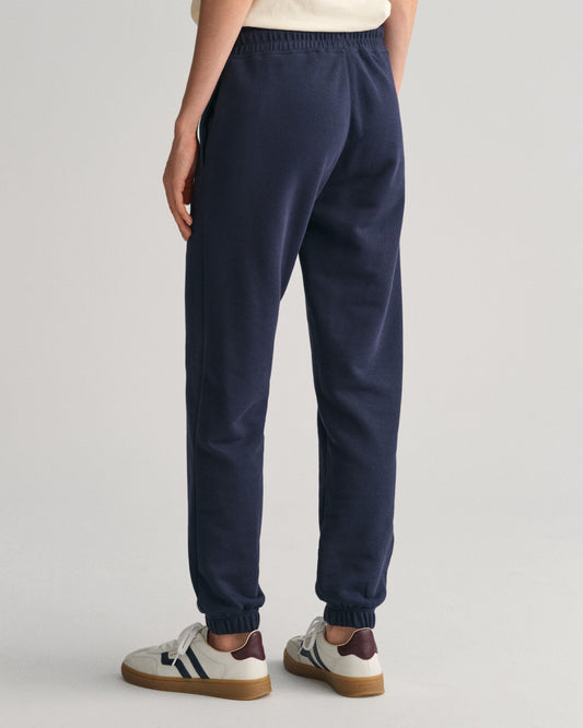 Gant Women Blue Solid Mid-Rise Relaxed Fit Joggers Sweatpants