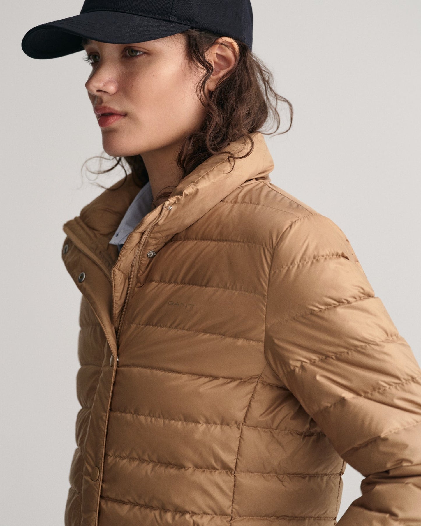 Gant Women Beige Solid Stand Collar Full Sleeves Puffer Jacket